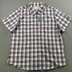 Orvis Women Short Sleeve Plaid Fishing Shirt UPF 40 Pink Navy Size M 3LHT